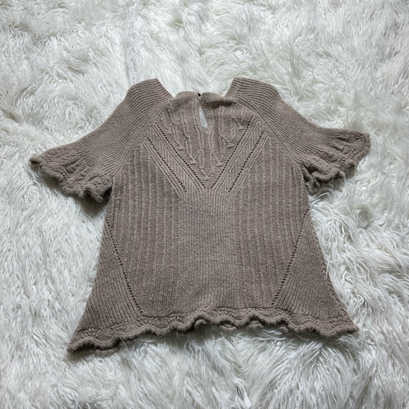 By Anthropologie Short-Sleeve Pointelle Sweater Tee - Picture 2 of 5